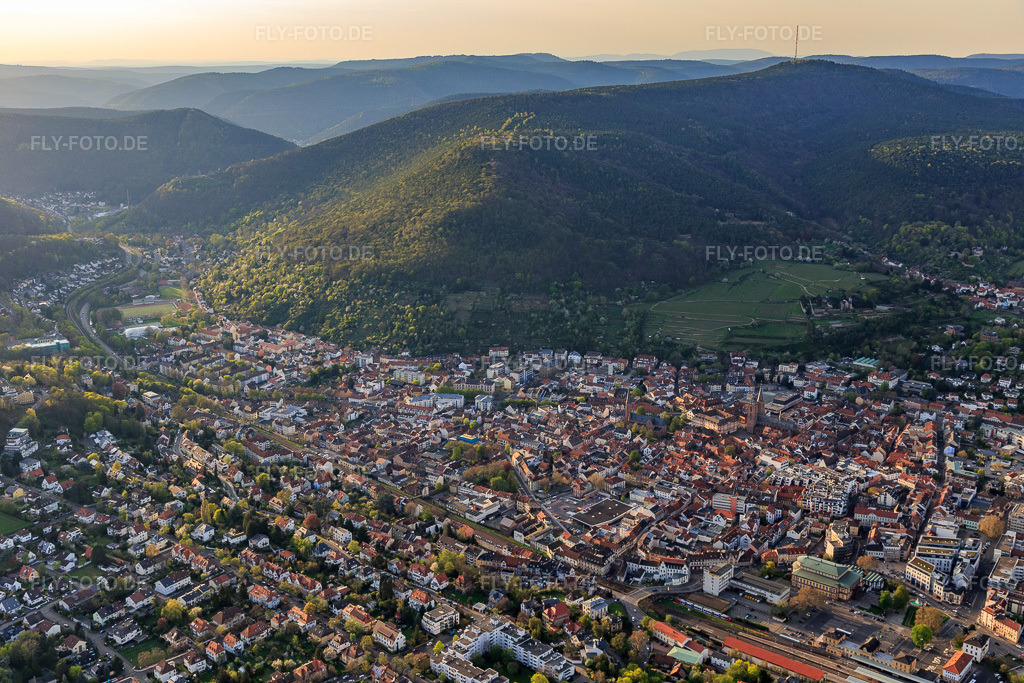 Luftbild: Altstadtansicht aus Südosten in Neustadt an der Weinstraße im Bundesland Rheinland-Pfalz in Deutschland. Foto: IMG_106611.jpg vom 17.04.2018 durch Werner Riehm/FLY-FOTO.de