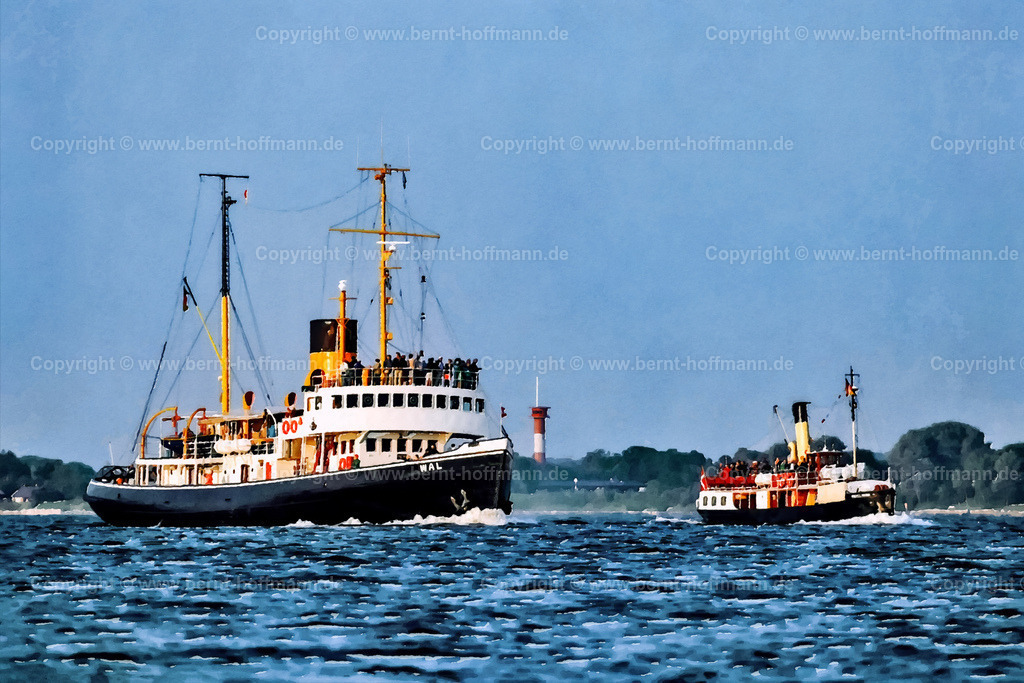 PDM2_0982_Wal-u-Skjelskoer_180x120 | DIGITALKUNST. Dampfschiffe WAL und SKJELSKØR. __ Zwei Dampfschiffe auf der Flensburger Förde. Vor dem Leuchtturm Holnis. WAL ist als Dampf- Eisbrecher seinerzeit auf dem Nord-Ostsee Kanal eingesetzt worden. SKJELSKØR ist ein kleiner Reisedampfer aus Dänemark. __ Seitenverhältnis = 3 zu 2. - Realisiert mit Pictrs.com