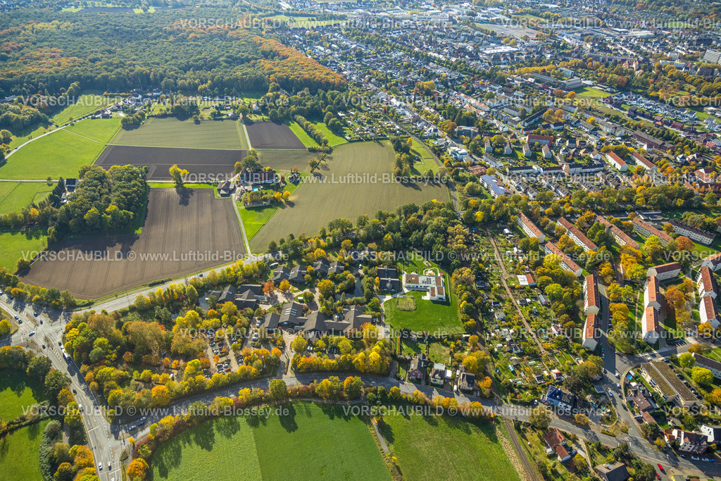 Hamm221003061 | Luftbild, Sport-Kita Ahsestrolche, Wiesen und Felder mit Ortsübersicht, Ahsepark Business Innovation Center, Rhnyern, Hamm, Ruhrgebiet, Nordrhein-Westfalen, Deutschland