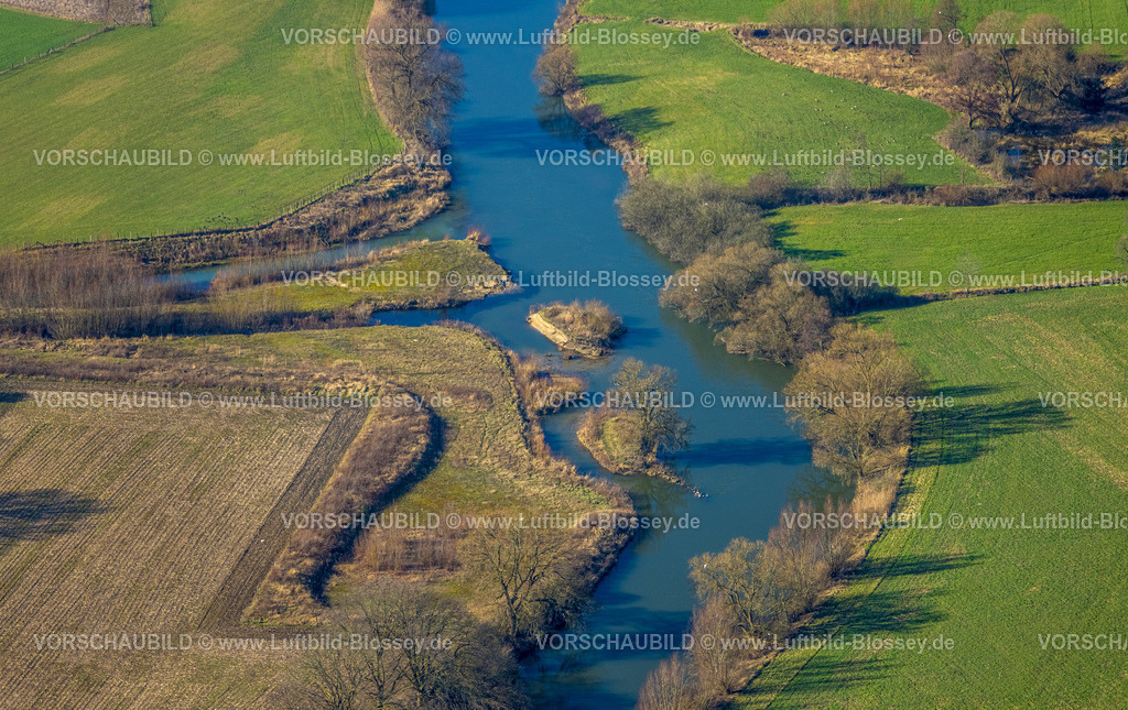Olfen230206763Lippe | Luftbild, Renaturierung Fluss Lippe, Projekt Lebendige Lippe, Lippervand, am Klärwerk Mühlenbach, Olfen-Kirchspiel, Olfen, Münsterland, Nordrhein-Westfalen, Deutschland