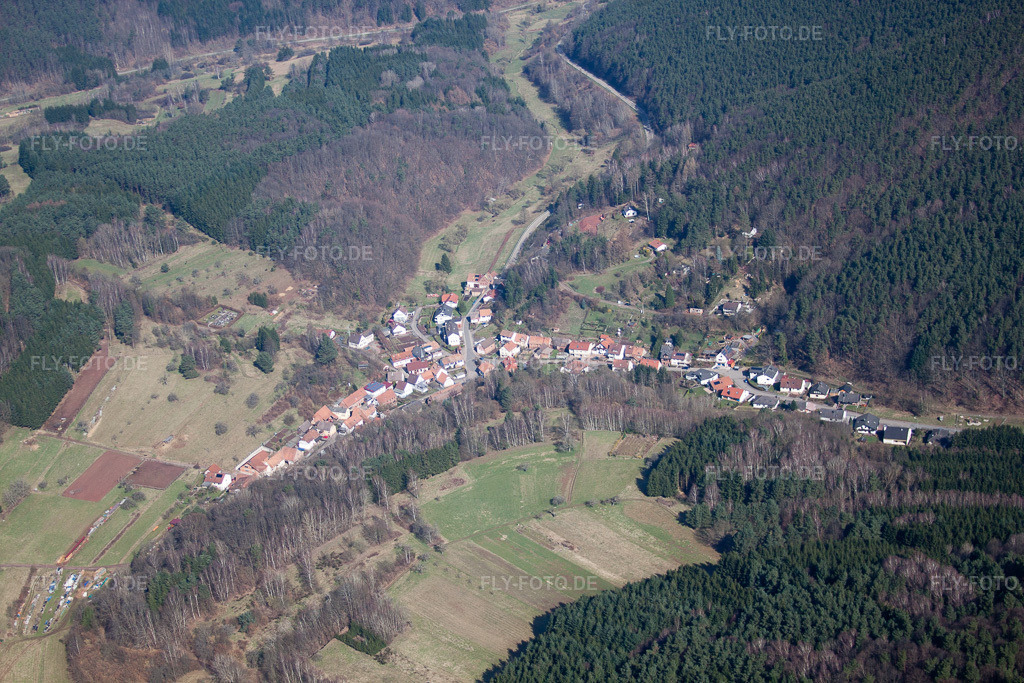 Luftbild: Dorfansicht in Dimbach im Bundesland Rheinland-Pfalz in Deutschland. Foto: IMG_38382.jpg vom 20.03.2011 durch Werner Riehm/FLY-FOTO.de