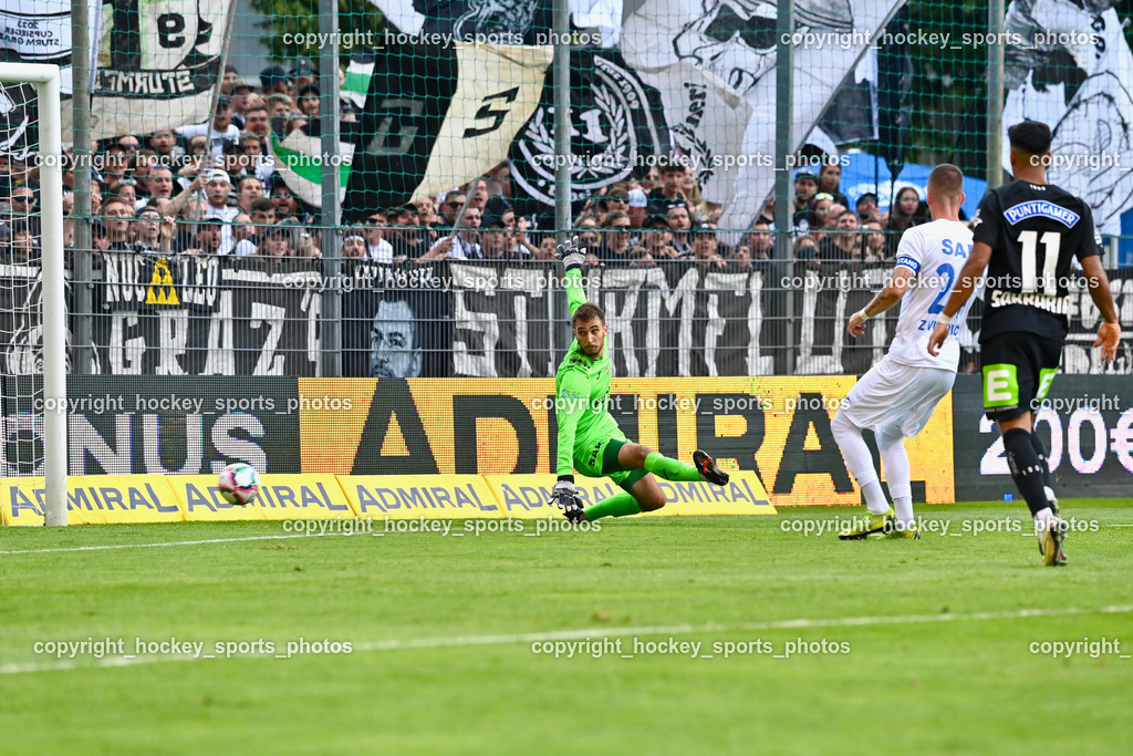 SAK vs. SK Sturm 22.7.2023 | #1 Kristijan Kondic, #24 Zoran Vukovic, #11 Manprit Sarkaria, Tor SK Sturm
