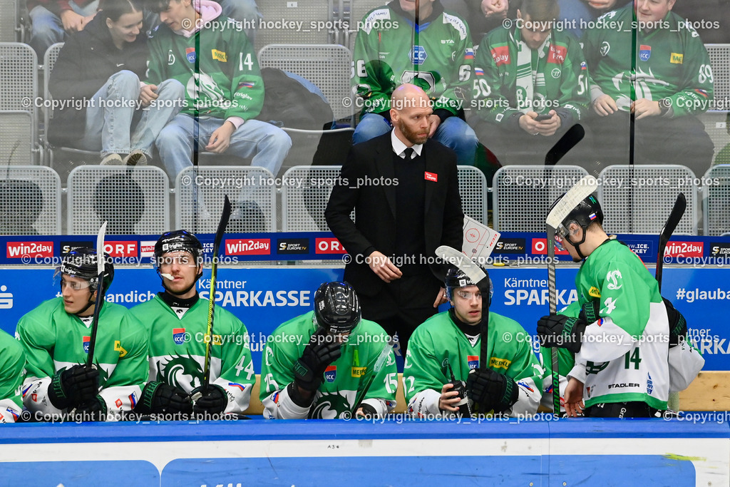 EC IDM WÄRMEPUMPEN VSV vs. Olimpija Ljubljana | Asisstentcoach Olimpija Ljubljana ANDREJ TAVZELJ, Spielerbank Olimpija Ljubljana, EC IDM WÄRMEPUMPEN VSV vs. Olimpija Ljubljana, EC IDM WÄRMEPUMPEN VSV vs. Olimpija Ljubljana am 01.02.2026 in Villach (Stadthalle Villach), Austria, (Photo by Bernd Stefan)