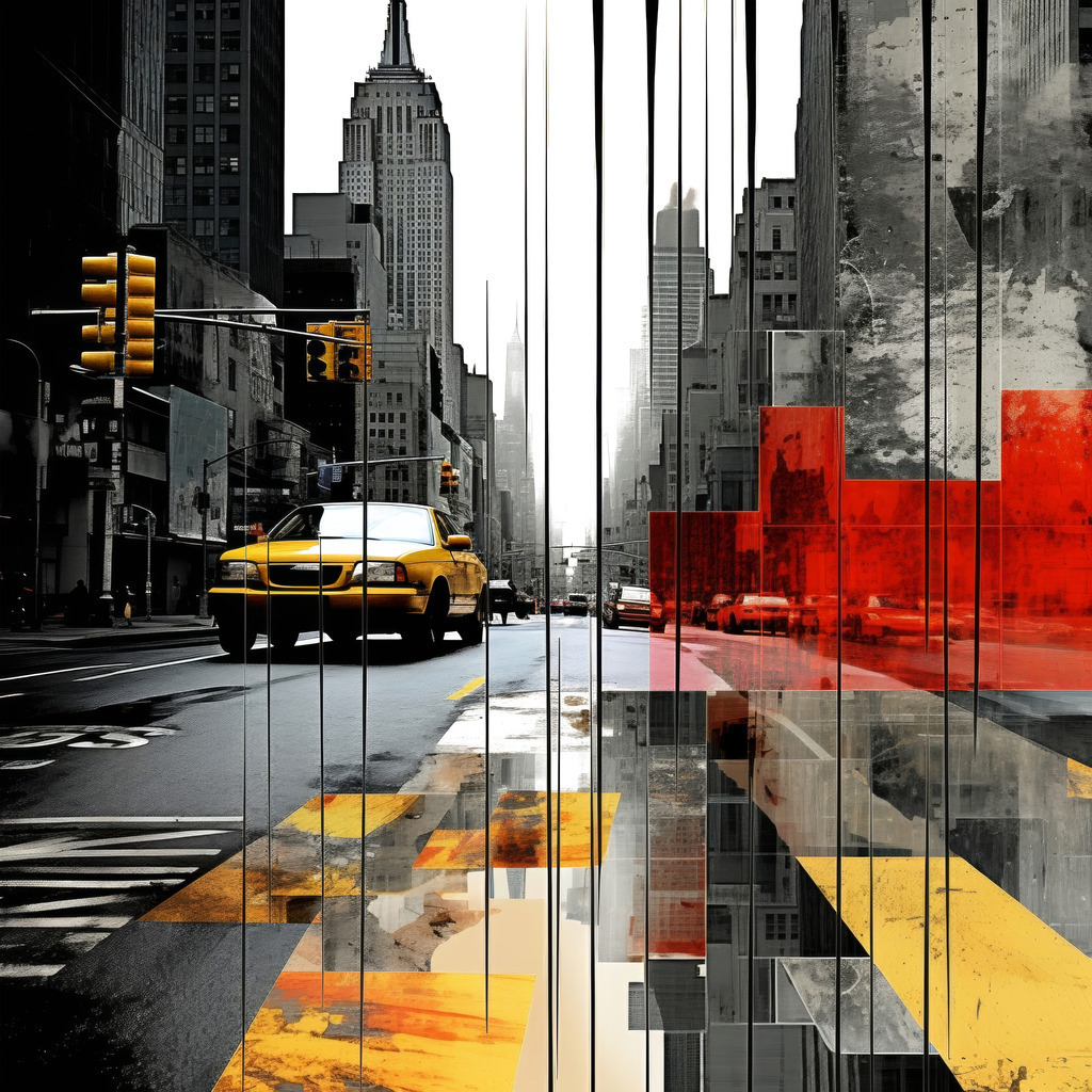 2402003 - Abstraktes New York | Abstraktes New York City Motiv im Stil einer Mixed Media Illustration