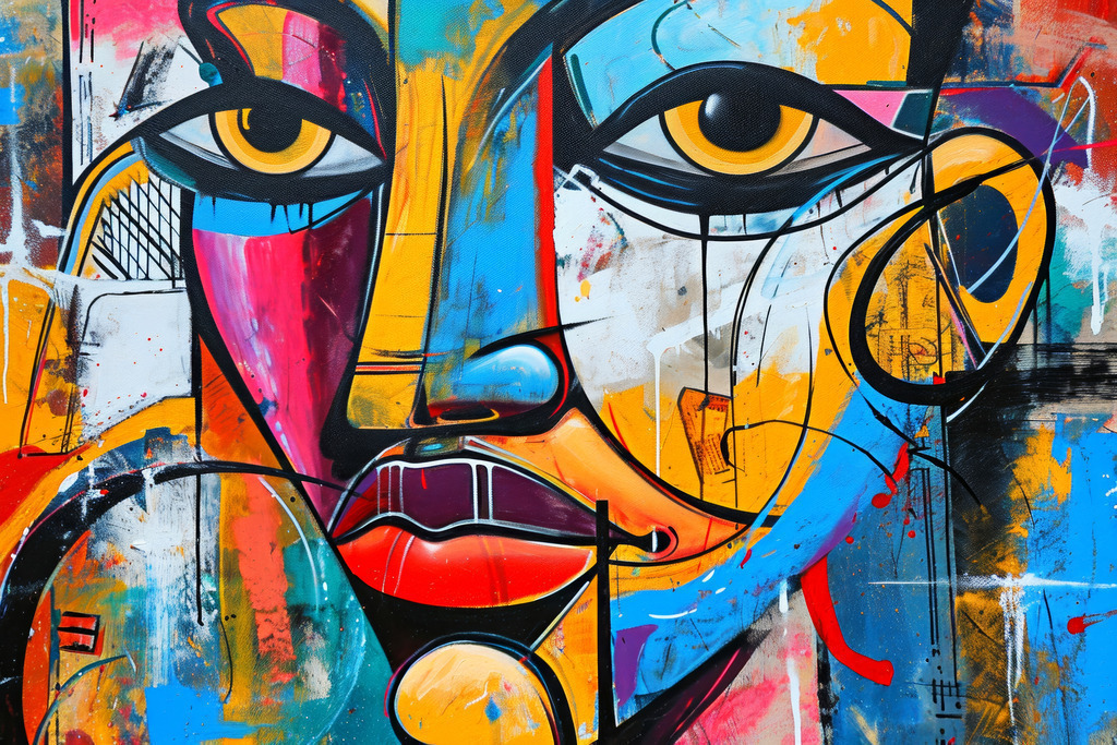 2402046 - Pop Art Face | Ein abstraktes expressionistisches Gesicht im Stil eines Gemäldes.