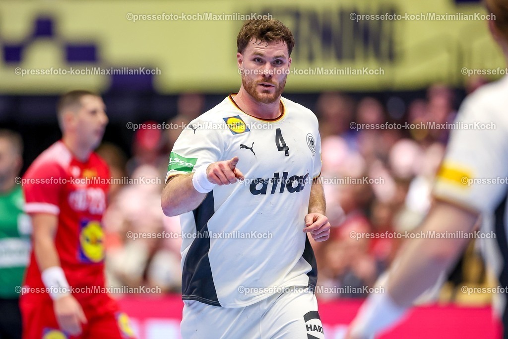 EHF15012602144 | 15.01.2026, Handball, Men's EHF EURO 2026, Deutschland - Österreich, Jyske Bank Boxen in Herning, Dänemark, Preliminary Round:  Johannes Golla (Germany #04) 
