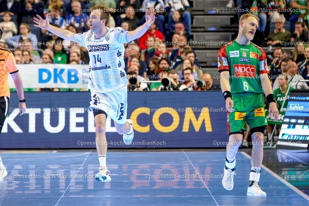 xSSCx19042601019 | 19.04.2026, xsscx, Handball, DHB-Pokal Lidl Final4, Spiel um Platz 3, TBV Lemgo-Lippe - SC Magdeburg, Saison 2025 / 2026 Herren, Lanxess Arena, Köln: Bobby Schagen (TBV Lemgo Lippe #14) jubelnd nach dem Treffer Photo: xSandraxScherningxPressefotoKochx