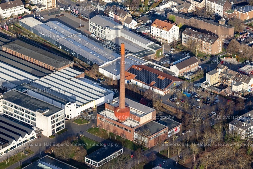 Luftbild Kesselhaus Krefeld-8154 | Luftbildfotografie Werksgelände und technische Anlagen und Infrastruktur im stillgelegten Industriedenkmal " Kesselhaus " an der Straße Girmesgath in Krefeld im Ruhrgebiet im Bundesland Nordrhein-Westfalen, Deutschland - Realisiert mit Pictrs.com