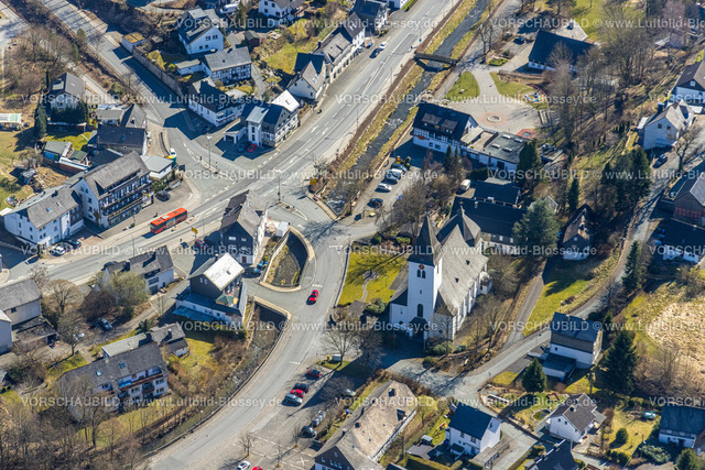 Bestwig220303045 | Luftbild, kath. Kirche St. Margaretha, Ramsbeck, Bestwig, Sauerland, Nordrhein-Westfalen, Deutschland