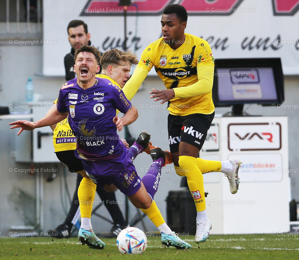 A_LUI_05032023_15 | SPORT,FUSSBALL,ADMIRAL BUNDESLIGA AUSTRIA KLAGENFURT-SCR ALTACH 05.03.2023IM BILD:CHRISTOPHER WERNITZIG  (KLAGENFURT) UND NOSA IYOBOSA EDOKPOLOR (ALTACH) BILD:FOTOLUI/MW