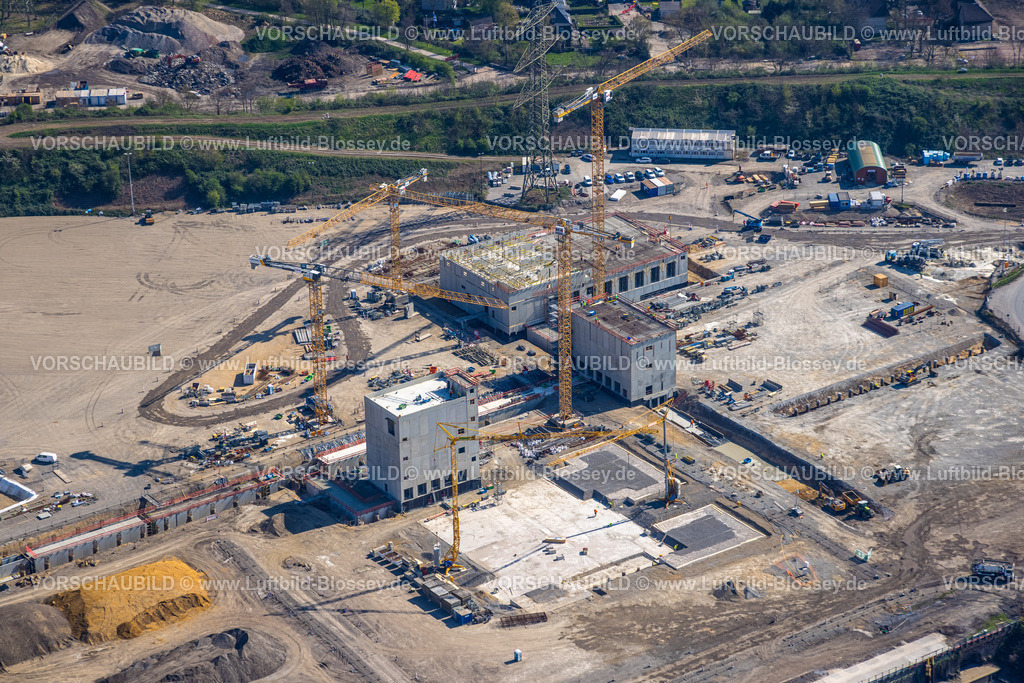 Duisburg250402889Logport6Walsum | Luftbild, Baugebiet mit Baustelle am Südhafen, von Thyssenkrupp geplante Direktreduktionsanlage, Fahrn, Duisburg, Ruhrgebiet, Nordrhein-Westfalen, Deutschland