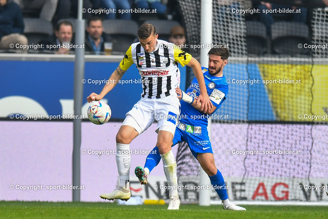 AUT, Admiral Bundesliga, LASK Linz vs SK Sturm Graz | 09.04.2023, Raiffeisen Arena Linz, AUT, Admiral Bundesliga, LASK Linz vs SK Sturm Graz, im Bild Philipp Ziereis (Lask) vs Otari Kiteishvili (Sturm Graz)


// Admiral Bundesliga Match between LASK Linz and SK Sturm Graz in Linz, Austria on 2023/04/09
