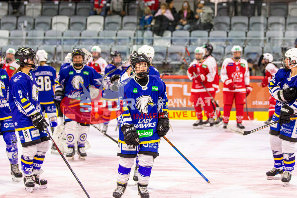 Eishockey DEBL 2023/24 | Eishockey DEBL 2023/24, KAC Frauen - Villach Lady Hawks am 27.09.2023 in Klagenfurt (Heidi Horten Arena), Austria, (Photo by Ernst Krawagner sport-fan.at) - Realisiert mit Pictrs.com