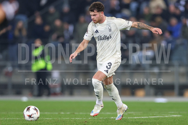 UEFA Europa League 2025/26: SK Sturm Graz vs SK Brann | Graz, Austria, 29.JAN.26 - SOCCER - UEFA Europa League, SK Sturm Graz vs SK Brann Bergen. The image shows Neco Williams (Nottingham).