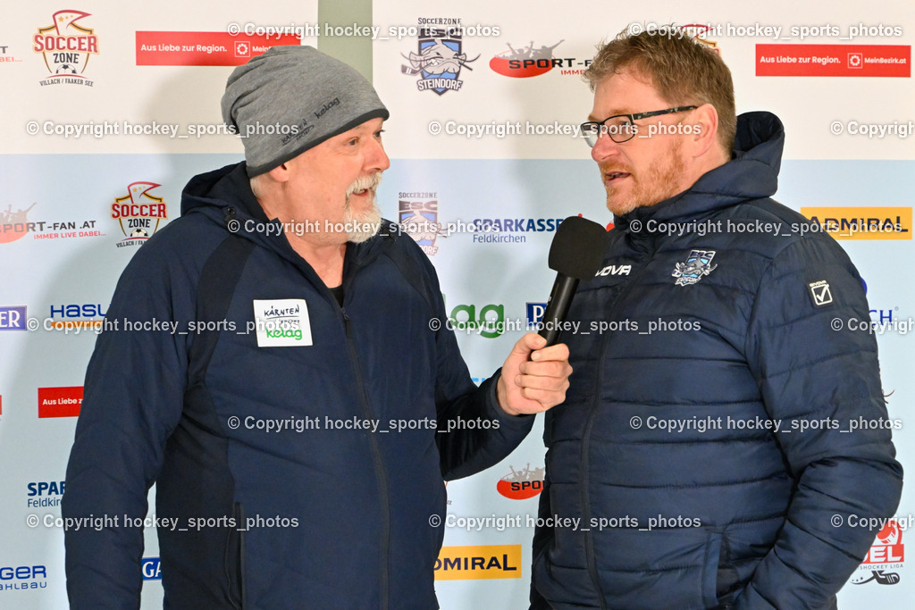 ESC Steindorf vs. SC Hohenems 11.3.2023 | Rüdiger Wratschnig Moderator Sport Fan, Headcoach ESC Steindorf MOSER Robert