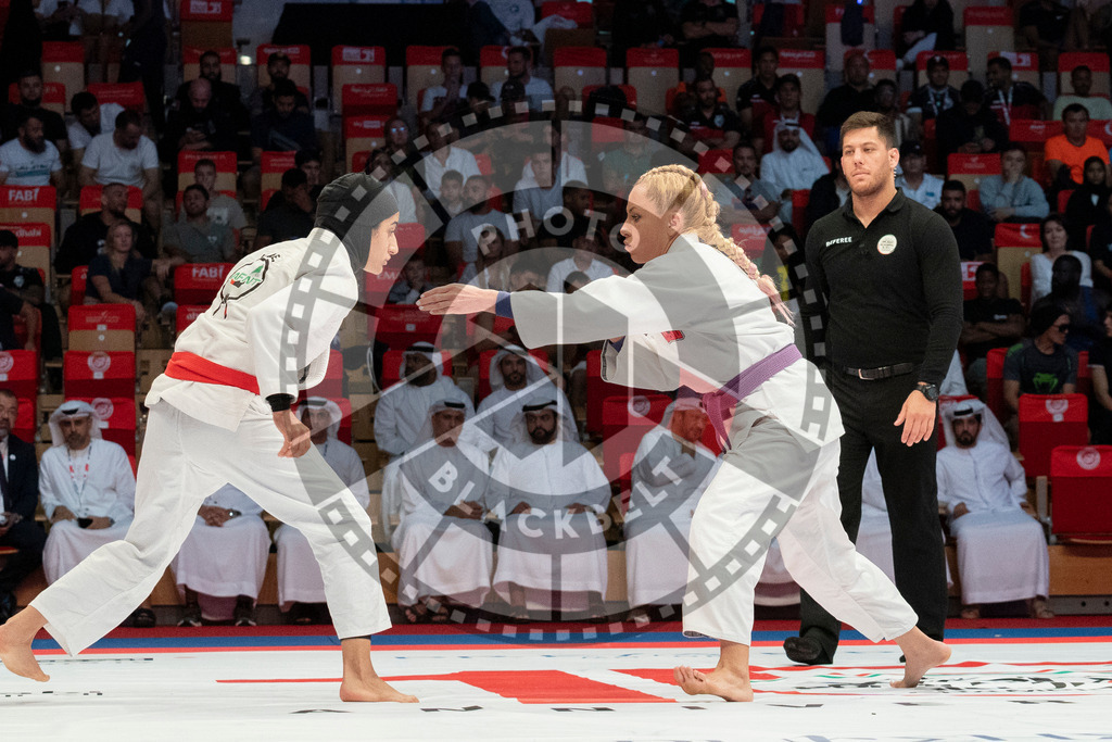 20231106PBB2694 | Fighters compete during the AJP World Master Championship in the Mubadala Arena in Abu Dhabi, Arab United Emirates, on November 6, 2023.