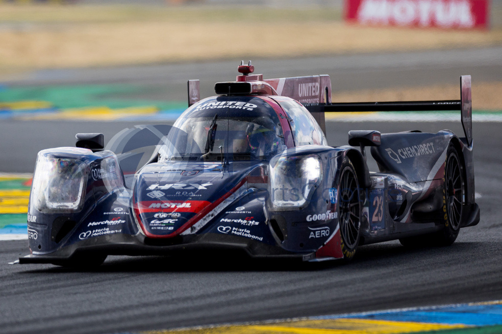 Trainproduction-20230611-0145 | LE MANS,FRANCE,11.Jun.23 - MOTORSPORTS - WEC, FIA World Endurance Championships, 24 Hours of Le Mans, Circuit de la Sarthe, race. Image shows Joshua Pierson (USA), Tom Blomqvist (GBR) and Oliver Jarvis (GBR/ United Autosports).  Photo: Trainproduction / Matthias Trinkl