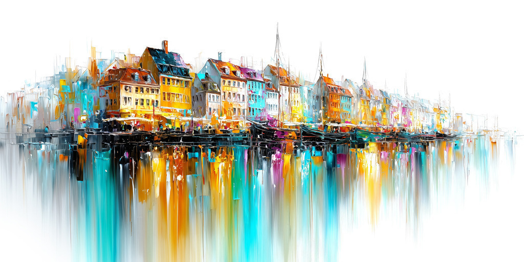 2509003 - Nyhavn Gemälde | Bestelle dieses Kopenhagen Motiv als Wandbild oder Poster in vielen Größen und Ausführungen und mit kostenloser Lieferung innerhalb Deutschlands. 