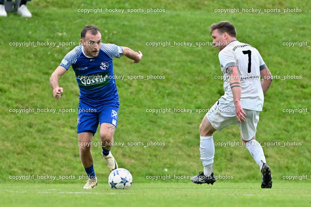ASKÖ Köttmannsdorf vs. SV Dellach Gail | #91 Franz Übleis Dellach Gail, #7 Ziga Erzen ASKÖ Köttmannsdorf, ASKÖ Köttmannsdorf vs. SV Dellach Gail, ASKÖ Köttmannsdorf vs. SV Dellach Gail am 15.05.2024 in Köttmannsdorf (Sportplatz Köttmannsdorf), Austria, (Photo by Bernd Stefan)