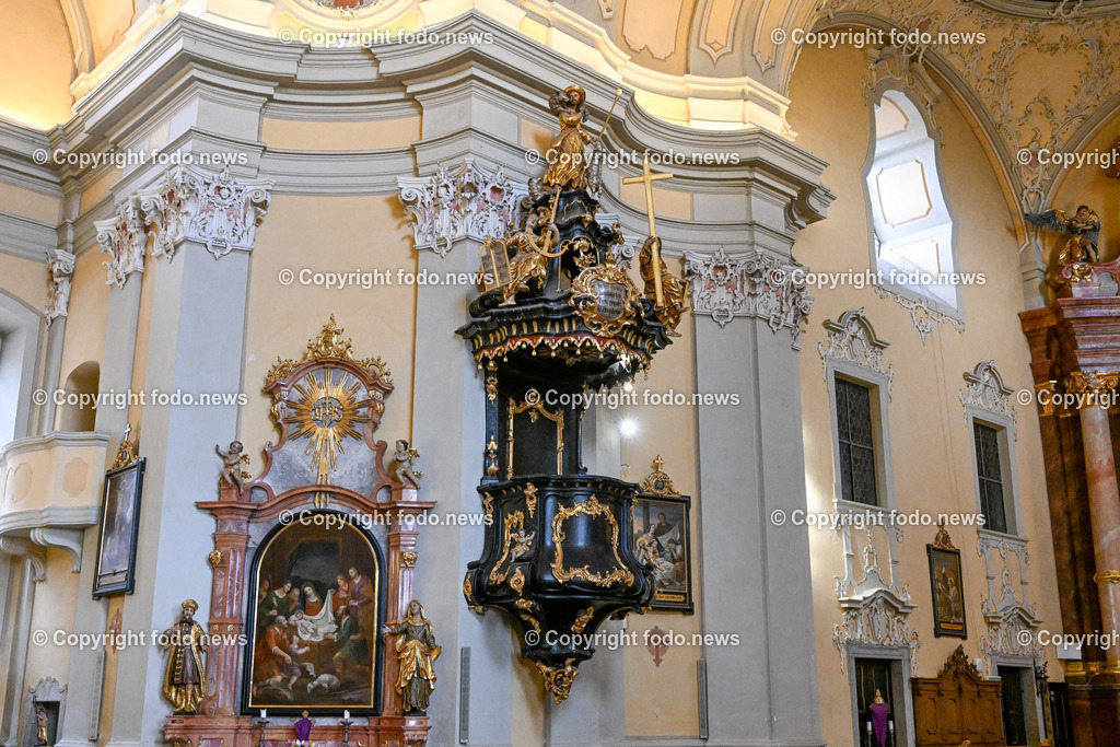 Pöstlingberg_ Pöstlingbergkirche_ Wallfahrtsbasilika_ Wahrzeichen_ Linz_ 03.04.2023-10 | 03.04.2023, Pöstlingberg, AUT, Pöstlingberg, Pöstlingbergkirche, Wallfahrtsbasilika, Wahrzeichen, Linz, im Bild Kanzel
