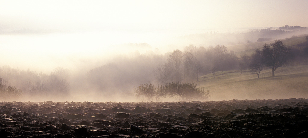 Ackerlandschaft im Nebel | Austria - September 25, 2009: Ackerlandschaft im Nebel. - Realisiert mit Pictrs.com