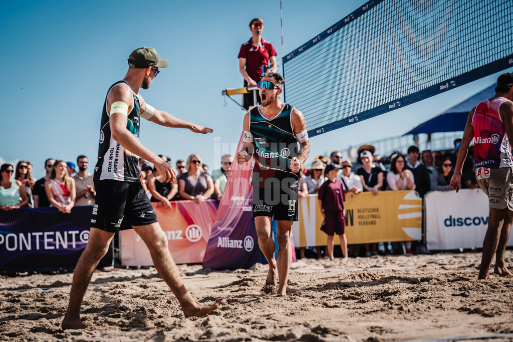 Beachvolleyball | Männer | Deutsche Meisterschaften 2025 Timmendorfer Strand | 06.09.2025 | v.l. Benedikt Sagstetter und Jonas Sagstetter jubeln