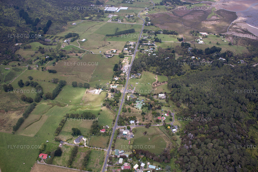 Aerial view: View of the town in the district Preece Point in Coromandel in the state Waikato, New Zealand.Photo: IMG_55568.jpg taken on 01/12/2013 by Werner Riehm/FLY-FOTO.comResolution of the original: 4752 x 3168 px