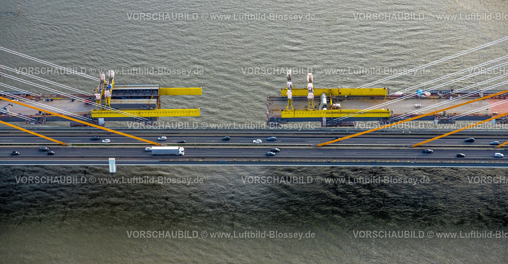 Duisburg230100846 | Luftbild, Baustelle mit Erweiterung der Autobahn A40 inklusive Ersatzneubau der Rheinbrücke Neuenkamp, Alt-Homberg, Duisburg, Ruhrgebiet, Nordrhein-Westfalen, Deutschland