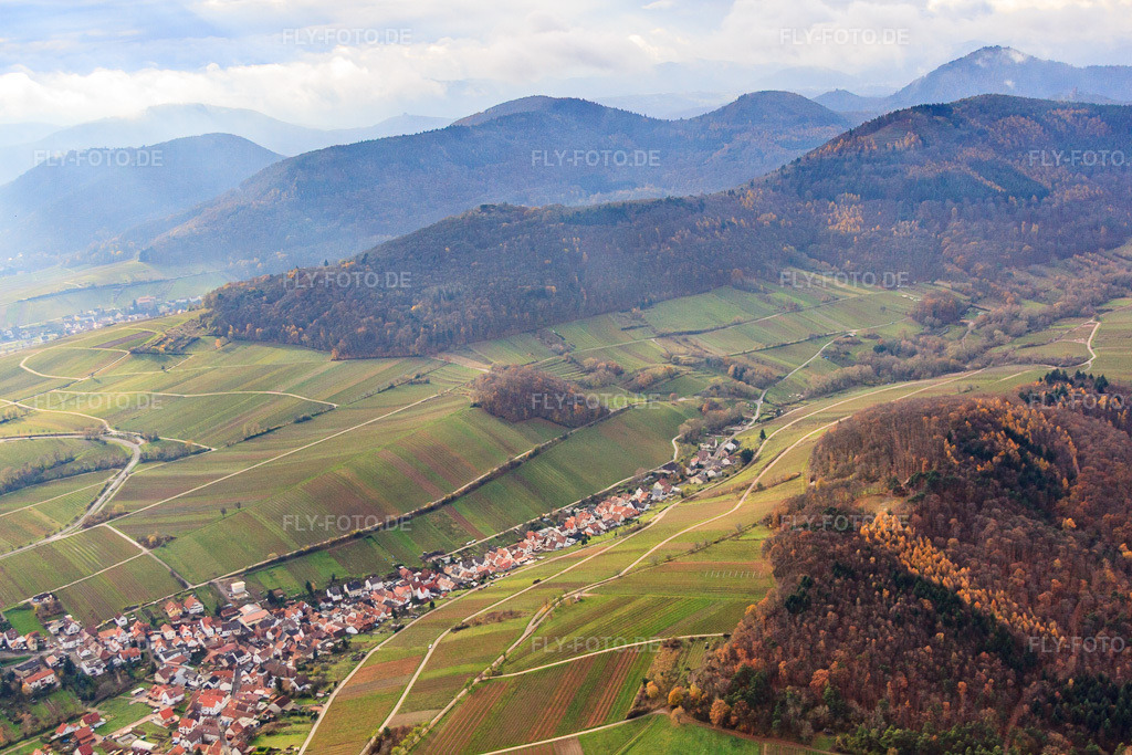 Luftbild: Winzerdorf zwischen kahlen Weinbergen in Ranschbach im Bundesland Rheinland-Pfalz in Deutschland. Foto: IMG_61280.jpg vom 30.11.2013 durch Werner Riehm/FLY-FOTO.de