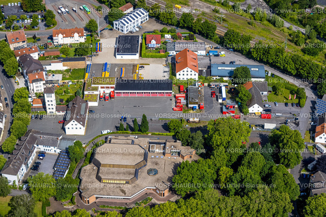 Werl220600707 | Luftbild, Stadthalle Werl, Stadtwerke Werl, Freiwillige Feuerwehr, Werl, Soester Boerde, Nordrhein-Westfalen, Deutschland