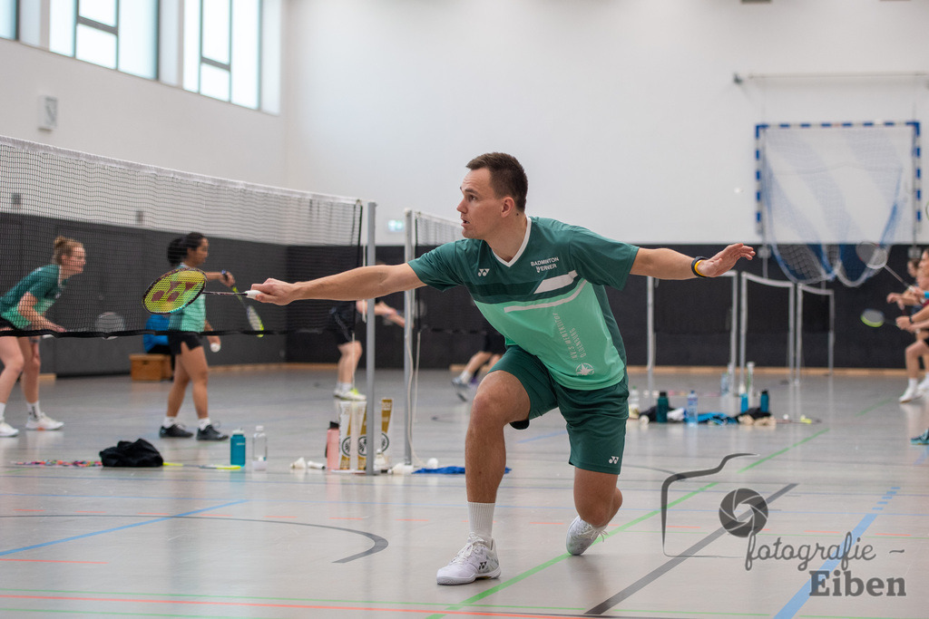 Spieltag Badminton TV Metjendorf | Frank Juchim (TVM1); Spieltag Badminton TV Metjendorf am 16.02.2025; in Wiefelstede / Metjendorf (Sporthalle Auf dem Kamp), Photo: Philip Eiben 2025 - Realisiert mit Pictrs.com