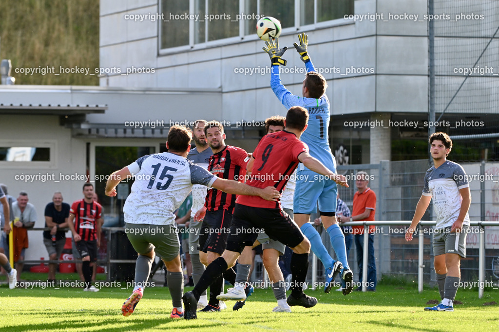 MSC Magdalen vs. ATUS Nötsch  | #1 Manuel Robier MSC Magdalen, #9 Raphael Nageler ATUS Nötsch, #15 Christoph Erlacher MSC Magdalen, #3 Stipo Andrijevic MSC Magdalen, MSC Magdalen vs. ATUS Nötsch , MSC Magdalen vs. ATUS Nötsch  am 18.07.2025 in Villach (Sportplatz Magdalen), Austria, (Photo by Bernd Stefan)
