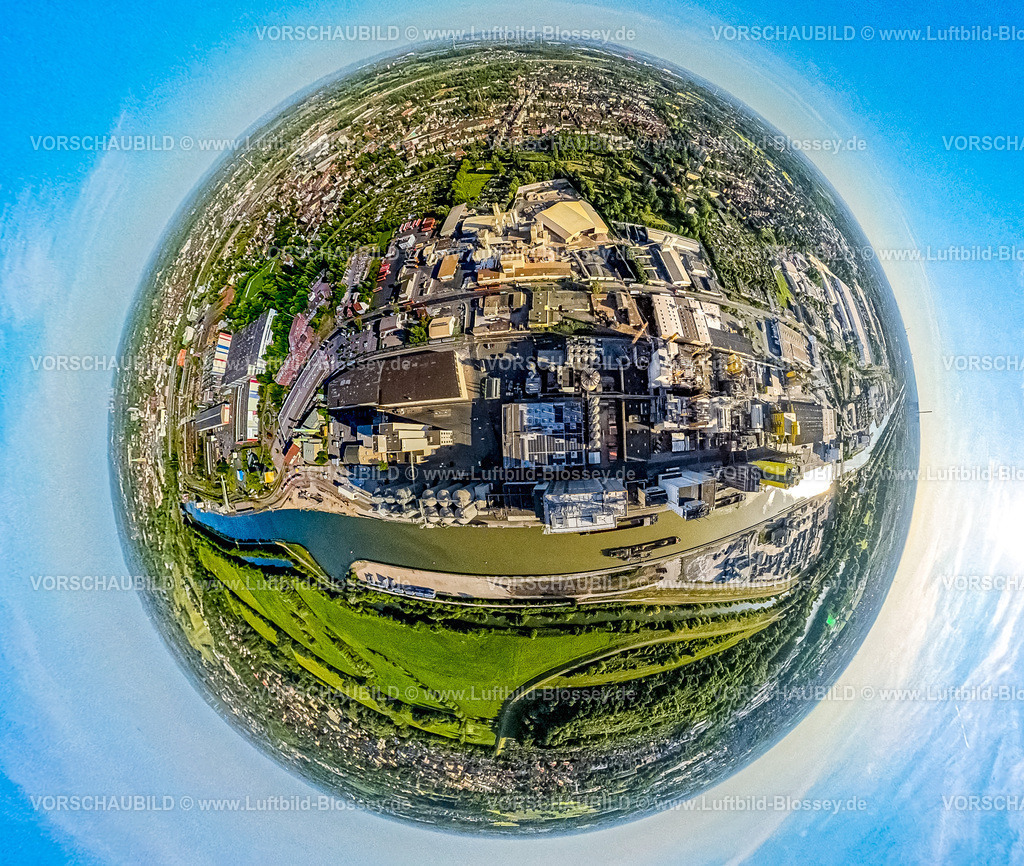 Hamm250590073Hafen | Luftbild, Hafen Hamm am Datteln-Hamm-Kanal mit Binnenschifffahrt, Erdkugel, Fisheye Aufnahme, Fischaugen Aufnahme, 360 Grad Aufnahme, tiny world, little planet, fisheye Bild, Mitte, Hamm, Ruhrgebiet, Nordrhein-Westfalen, Deutschland