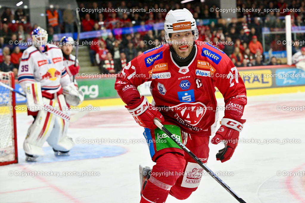 EC KAC vs. EC Red Bull Salzburb | #27 Hundertpfund Thomas EC KAC, EC KAC vs. EC Red Bull Salzburb, EC KAC vs. EC Red Bull Salzburb am 04.04.2025 in Klagenfurt (Heidi Horten Arena), Austria, (Photo by Bernd Stefan)