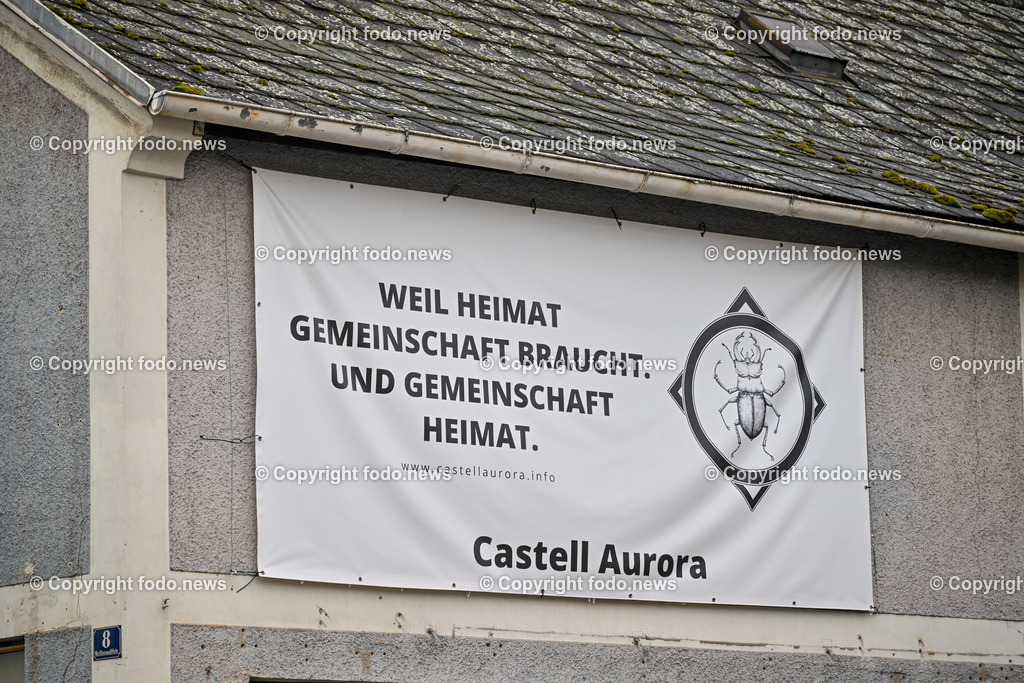 Steyregg_ Castell Aurora_ 26.01.2024-2 | 26.01.2024, Steyregg, AUT, Steyregg, im Bild Castell, Identitäre, Gruppierung, Gebäude