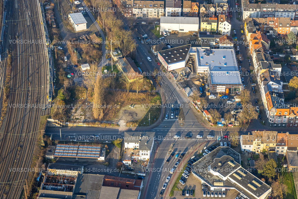Hamm241200714 | Luftbild, Baustelle für Penny Markt an der Straßenkreuzung Schwarzer Weg und Alleestraße, Güterbahnhof Gleise, Mitte, Hamm, Ruhrgebiet, Nordrhein-Westfalen, Deutschland