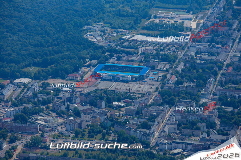 aktuelles Luftbild von Sonneberg Chemnitz - Luftaufnahme wurde 2018 von https://frankenair.de mittels Flugzeug (keine Drohne) erstellt.