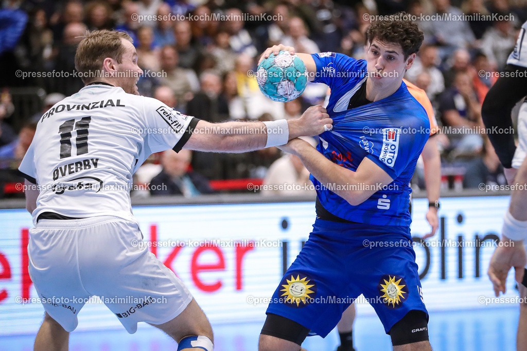 Due1HBL11022401037 | 11.02.2024, Handball, Düsseldorf, Mitsubishi Electric Halle, Liqui Moly Handball Bundesliga, Spieltag 21, Saison 2023 2024, Bergischer HC - THW Kiel: Mads Kjeldgaard Andersen (Bergischer HC)