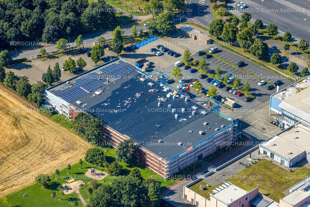 Hamm240805178 | Luftbild, beta Finanz Eissportarena Eissporthalle mit Moderniesierung und Renovierungsarbeiten, Parkplätze, Uentrop, Hamm, Ruhrgebiet, Nordrhein-Westfalen, Deutschland