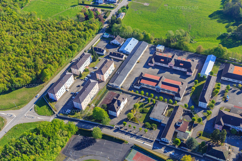 Aerial view: Camp Drachenbronn in Drachenbronn-Birlenbach in the state Bas-Rhin, France.Photo: IMG_099329.jpg taken on 04/30/2017 by Werner Riehm/FLY-FOTO.comResolution of the original: 5246 x 3497 px