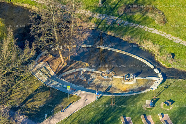 Werl250306144 | Luftbild, Kurpark Werl mit Wasserspielplatz am Salzbach Fluss, Werl, Soester Börde, Nordrhein-Westfalen, Deutschland