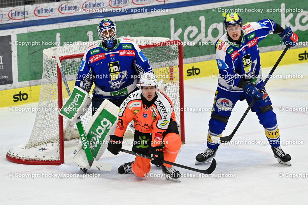 EC IDM WÄRMEPUMPEN VSV vs. MOSER MEDICAL GRAZ99ERS | #35 Joe Cannata EC VSV, #2 Dylan MacPherson EC VSV, #23 Kevin Roy Graz 99ers, EC IDM WÄRMEPUMPEN VSV vs. MOSER MEDICAL GRAZ99ERS, EC IDM WÄRMEPUMPEN VSV vs. MOSER MEDICAL GRAZ99ERS am 17.03.2026 in Villach (Stadthalle Villach), Austria, (Photo by Bernd Stefan)