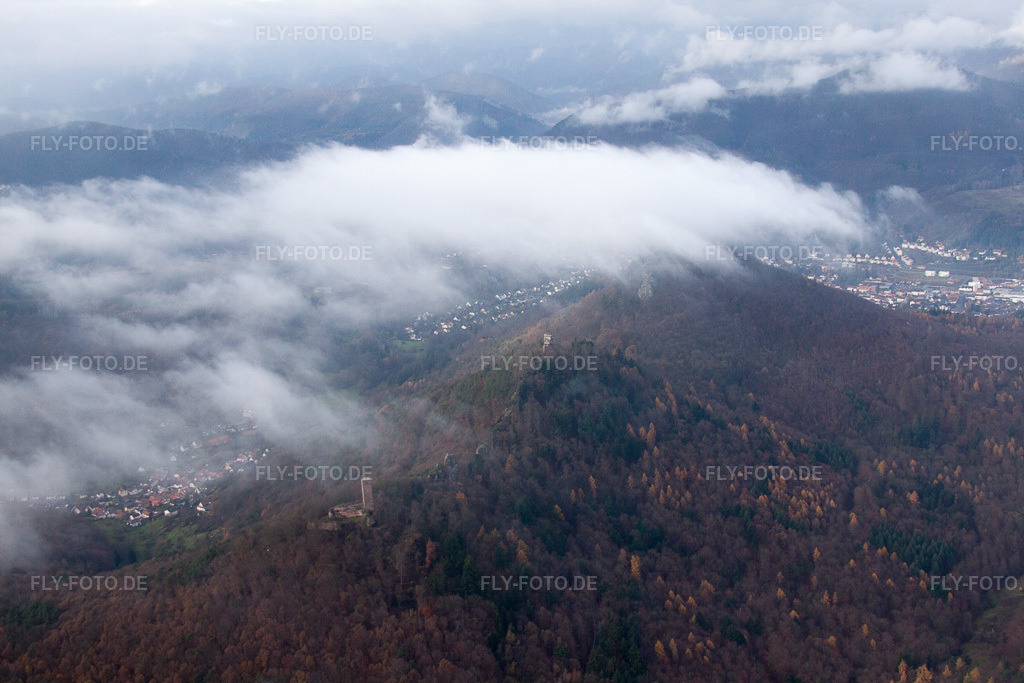 Luftbild: Bindersbach, Burgruine Scharfenberg, genannt 