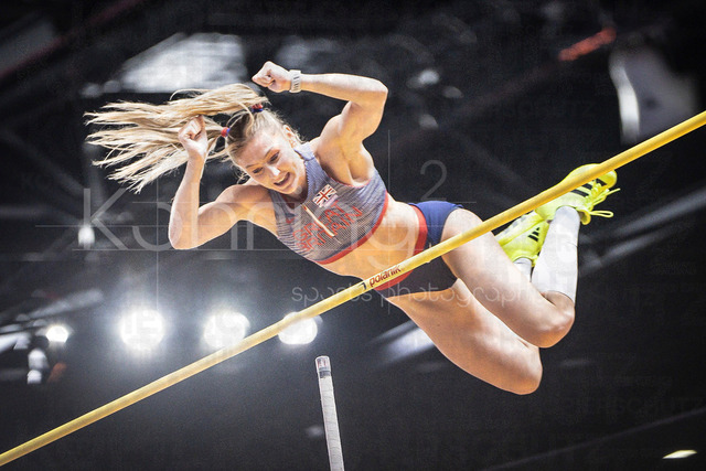 World Athletics Indoor Championships Kujawy Pomorze 26, 22.03.2026 | TORUN, POLAND - MARCH 22:  Molly CAUDERY (GBR) competing in the women’s pole vault during the World Athletics Indoor Championships Kujawy Pomorze 26 on day 3 / session 2 at Kujawsko-Pomorska Arena Torun on March 22, 2026 in Torun, Poland. 