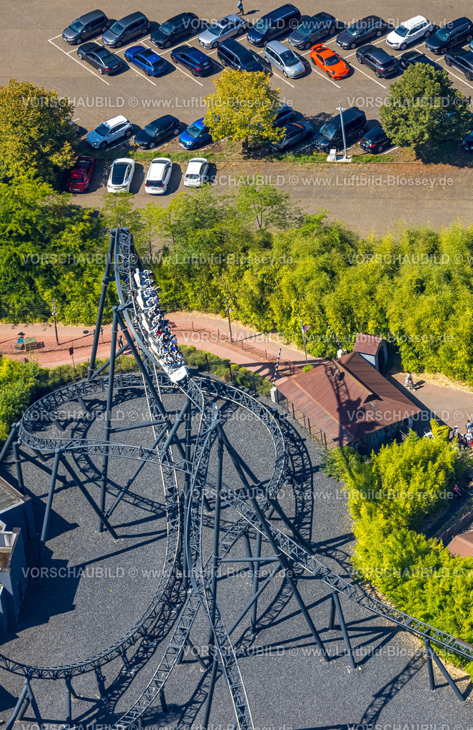 Bottrop250801227Kirchhellen | Luftbild, Movie Park Germany Themenpark, The Bandit Achterbahn, Freizeitpark zum Filmthema mit Fahrgeschäften, Attraktionen und Liveshows, Kirchhellen-Nord-Ost, Bottrop, Ruhrgebiet, Nordrhein-Westfalen, Deutschland