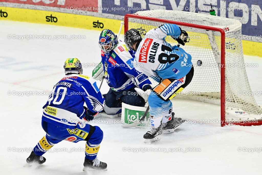 EC IDM WÄRMEPUMPEN VSV vs. Steinbach Black Wings Linz | #40 Elias Wallenta EC VSV, #81 Sean Brendan Collins Black Wings Linz, #35 Joe Cannata EC VSV, EC IDM WÄRMEPUMPEN VSV vs. Steinbach Black Wings Linz, EC IDM WÄRMEPUMPEN VSV vs. Steinbach Black Wings Linz am 04.03.2026 in Villach (Stadthalle Villach), Austria, (Photo by Bernd Stefan)