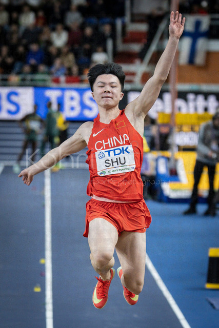 World Athletics Indoor Championships Kujawy Pomorze 26, 22.03.2026 | TORUN, POLAND - MARCH 22:  Heng SHU (CHN) competes in the men's long jump during the World Athletics Indoor Championships Kujawy Pomorze 26 on day 3 / session 2 at Kujawsko-Pomorska Arena Torun on March 22, 2026 in Torun, Poland. 