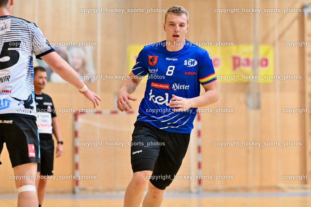 SC Ferlach vs. Schwarz Tirol Handball | #8 KNAPP Simon SC Ferlach, SC Ferlach vs. Schwaz Tirol Handball, SC Ferlach vs. Schwarz Tirol Handball am 12.10.2024 in Ferlach (Ballspielhalle Ferlach), Austria, (Photo by Bernd Stefan)