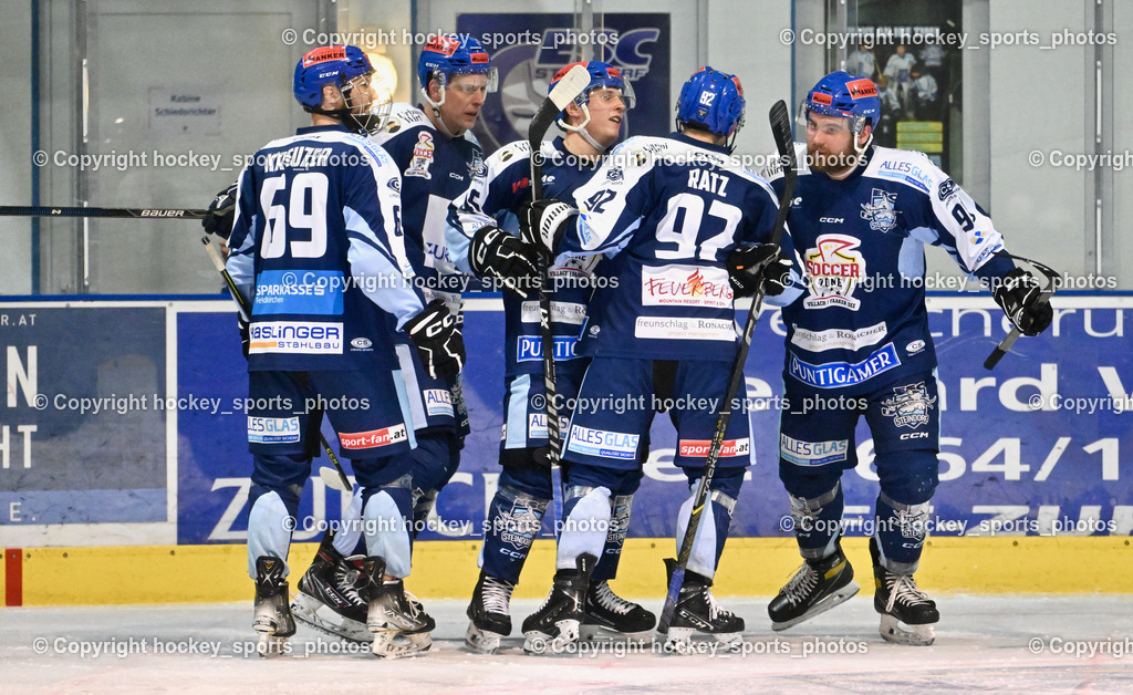 ESC Steindorf vs. EHC Althofen 8.3.2024 | Jubel ESC Steindorf, #69 Kreuzer Philipp ESC Steindorf, #18 Pewal Martin ESC Steindorf, #46 Maurer Julian ESC Steindorf, #92 Ratz Patrick ESC Steindorf, #95 GELFANOV RUSLAN ESC Steindorf, ESC Steindorf vs. EHC Althofen 8.3.2024, ESC Steindorf vs. EHC Althofen am 08.03.2024 in Steindorf (Ossiachersee Halle), Austria, (Photo by Bernd Stefan)