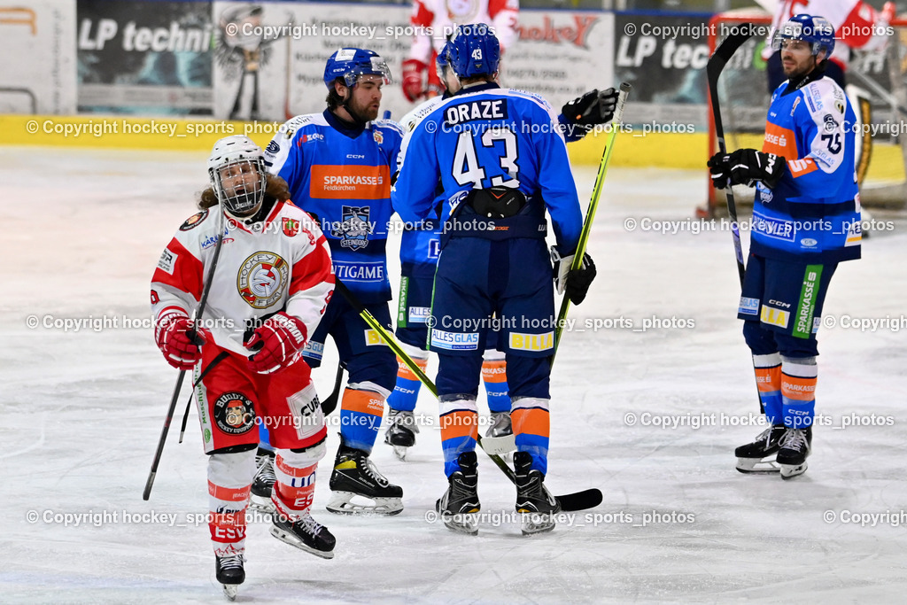 ESC Steindorf vs. ESV Ferlach  | Jubel ESC Steindorf, #43 Oraze Martin ESC Steindorf, #95 Gelfanov Ruslan ESC Steindorf, #79 Petrik Benjamin ESC Steindorf, #9 Steiner Markus ESV Ferlach, ESC Steindorf vs. ESV Ferlach , ESC Steindorf vs. ESV Ferlach  am 15.02.2026 in Steindorf (Ossiachersee Halle), Austria, (Photo by Bernd Stefan)